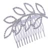 Alilang Women's Silvery Tone Clear Shiny Crystal Rhinestones Hollow Leaf Hair Comb view 1
