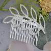 Alilang Women's Silvery Tone Clear Shiny Crystal Rhinestones Hollow Leaf Hair Comb view 2