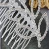 Alilang Women's Silvery Tone Clear Shiny Crystal Rhinestones Hollow Leaf Hair Comb view 3