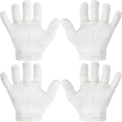 Eurow Moisturizing Gloves for Dry Cracked Hands, Overnight Healing Cotton Gloves Lock in Lotion for Eczema, Psoriasis, Skincare Relief, Reusable Unisex Fit, 2 Pairs, White