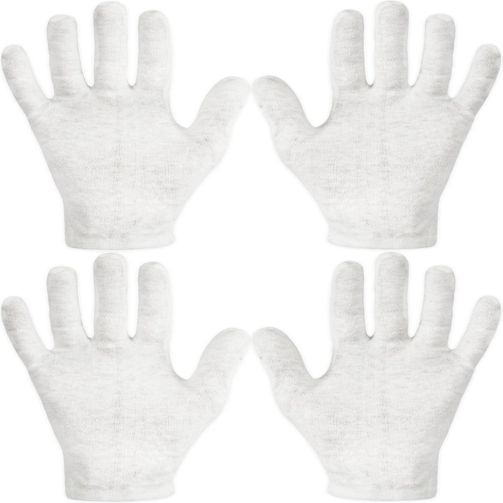 Eurow Moisturizing Gloves for Dry Cracked Hands, Overnight Healing Cotton Gloves Lock in Lotion for Eczema, Psoriasis, Skincare Relief, Reusable Unisex Fit, 2 Pairs, White