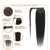16" Straight Human Hair Ponytail Hair Extensions Wrap Around 100% Remy Human Hair Clip in Ponytail 613# Yudit view 4