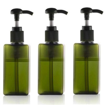 100ml/3.4oz Empty Plastic Pump Bottles Jars Refillable Toiletries Liquid Containers Bathroom Accessories (3 Pack) for Makeup Cosmetic Liquid Bath Shower Shampoo Hair-Conditioner (Green)