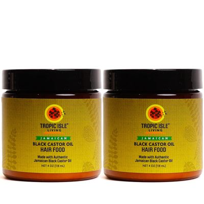 Tropic Isle Living Jamaican Black Castor Oil Hair Food 4oz (Pack of 2) Nutrient-Rich Formula for Scalp Nourishment, Hair Growth, and Breakage Prevention
