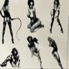 3 inches most except whip pinup 4 1/2 Black Henna style retro Pinup Girls 6 on sheets sexy tramp stamps long lasting view 1