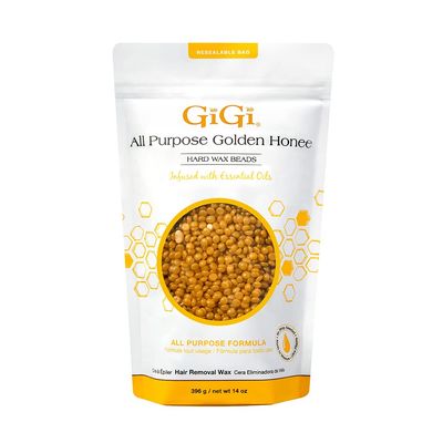 GiGi Hard Wax Beads, Golden Honee All Purpose Hair Removal Wax, no strip needed, 14 oz