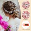 Ammei Headpiece Silver Bridal Headbands With Pearls Hair Vines Wedding Headpieces For Bride Bridesmaids Prom Hair Accessories With Ivory Ribbons view 4