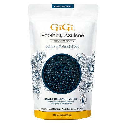 GiGi Hard Wax Beads for Hair Removal, Soothing Azulene Hair Removal Wax for Sensitive Skin, 14 oz