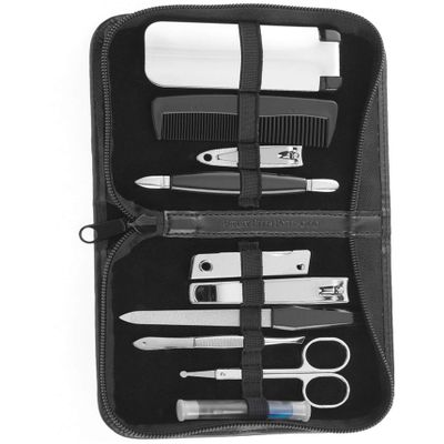Perry Ellis Men's 10 Piece Manicure Set, Black, One Size