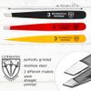 3 Swords Germany  brand quality professional stainless steel precision tweezer set GERMANY, slanted, straight, pointed eyebrows hair, synthetic leather case, manicure pedicure by 3 Swords (005342) view 3