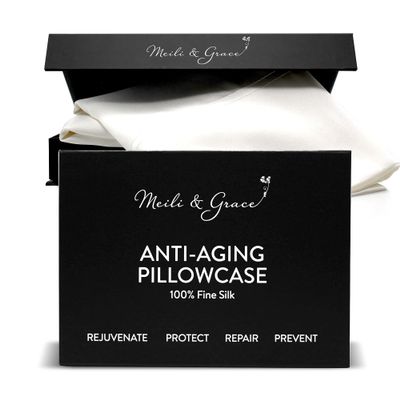 100% Mulberry Silk Pillowcase, Queen Pillowcases for Skin Care and Healthy Hair, Soft Silk Fabric, Queen Size - Meili and Grace