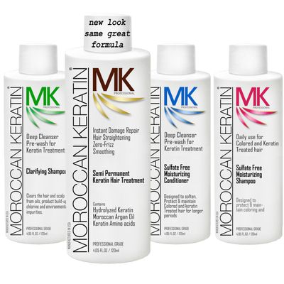 Moroccan Keratin Hair Treatment Straightening Blowout Brazilian Smoothing Professional Results Salon and Home Use , Long Lasting organic results 4-6 months 4pc Set