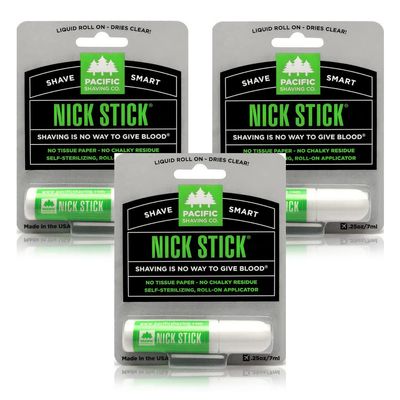 Pacific Shaving Company Nick Stick - A Shave Essential - Puts Nicks in Their Place - Liquid Roll-On Applicator, Dries Clear - With Vitamin E & Aloe Vera (0.25 Oz, 3 Pack)