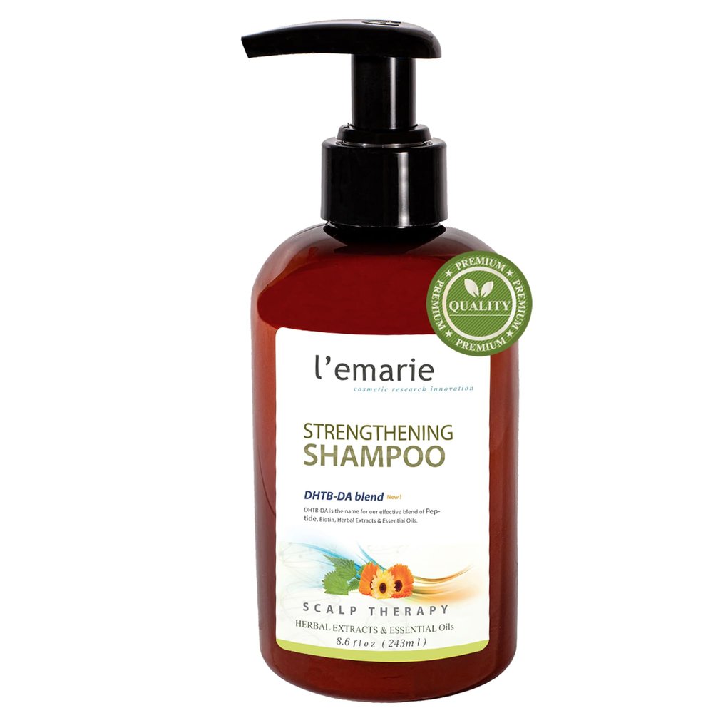 L'emarie Strengthening & Thickening Hair Growth Shampoo for Thinning Hair Pea Peptide Biotin Infused DHT Blocker For Women and Men - Hair Loss & Healthy Growth Thicker Fuller Looking Hair (8.6 Fl Oz)