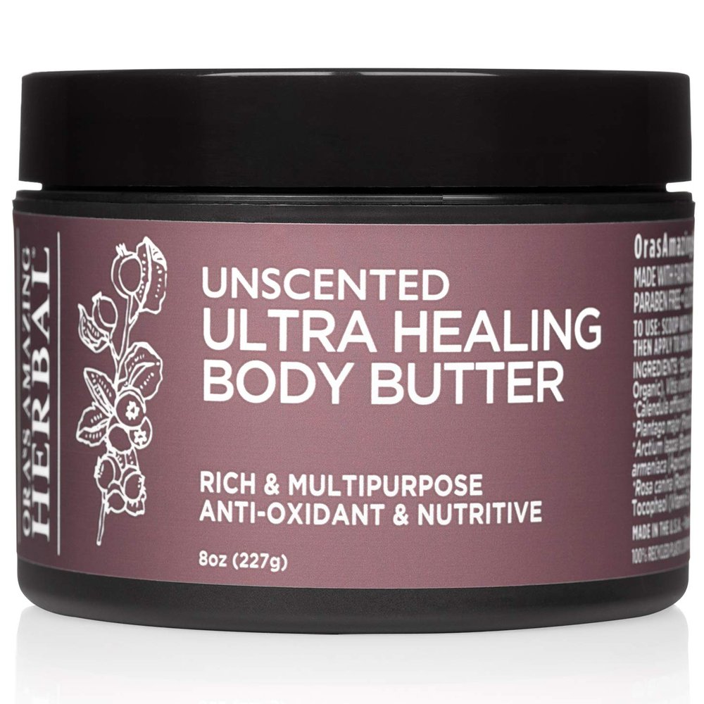 Ora's Herbal Unscented Ultra Healing Body Butter for Dry Skin, Shea, 8oz