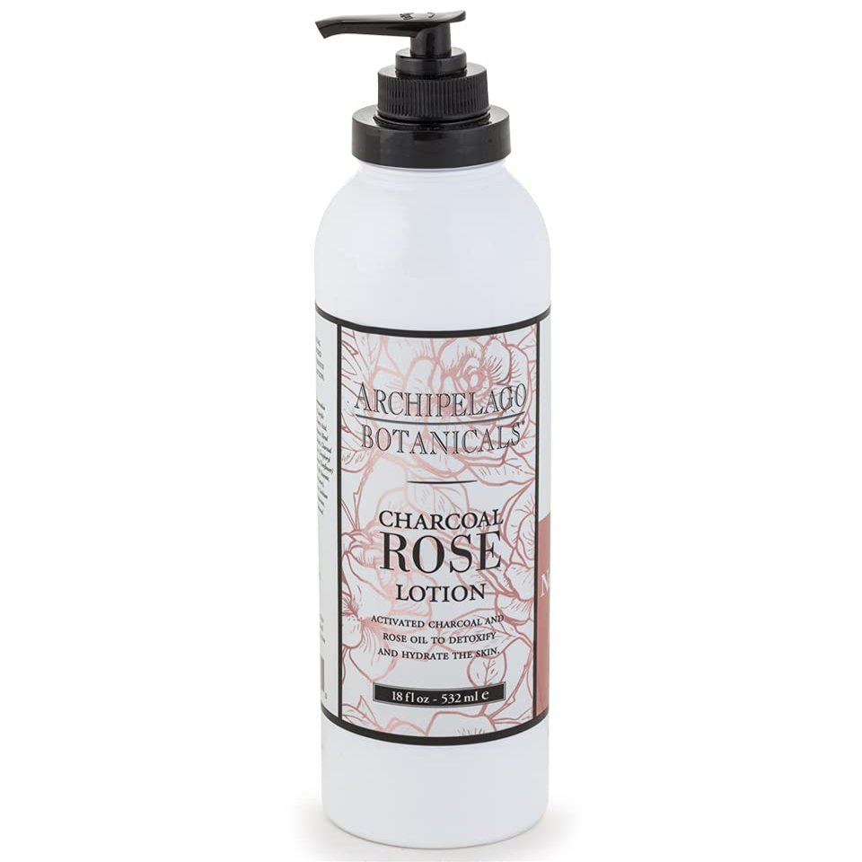 Archipelago Botanicals Charcoal Rose Lotion, Hydrating Charcoal & Rose Body Lotion for Soft & Smooth Skin, Paraben-Free, Phthalate-Free, 18oz