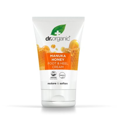 Dr Organic Manuka Honey Foot Cream, Moisturising, Dry Skin, Mens, Womens, Natural, Vegetarian, Cruelty-Free, Paraben & SLS-Free, Recycled & Recyclable, Organic, 125ml, Packaging may vary