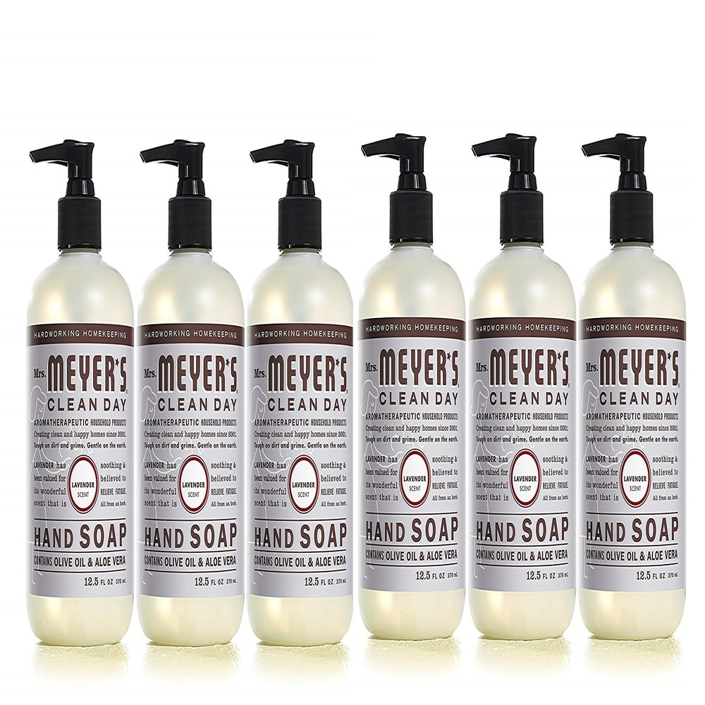 Mrs. MEYER'S CLEAN DAY Liquid Hand Soap, Lavender Scent, 12.5 Ounce Bottle Each (12.5 Ounce, Pack of 6)