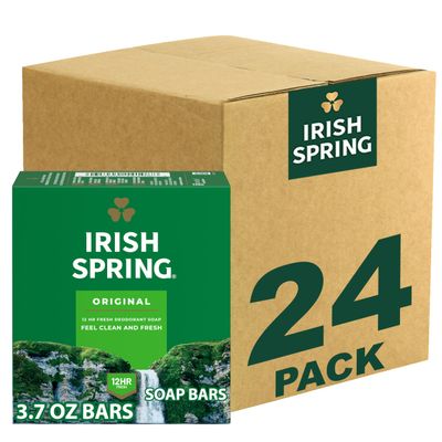 Irish Spring Bar Soap for Men, Original Clean, Smell Fresh and Clean for 12 Hours, Men Soap Bars for Washing Hands and Body, Mild for Skin, Recyclable Carton, 3.7 Ounce - 3 Count (Pack of 8)