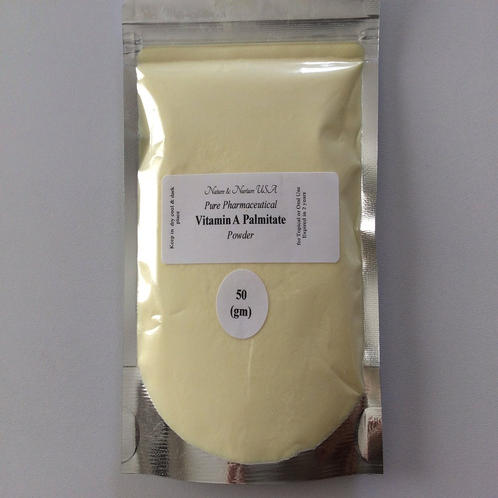 VITAMIN A PALMITATE POWDER (Cosmetic Grade 250,000 IU/g, 50 gm), to Reduce Wrinkles, Fade Brown Spots for a Younger Looking Skin