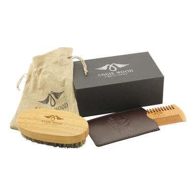 Angie Wood Creations Wooden Beard Comb and Brush Gift Set