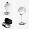 simplehuman Sensor Mirror, 5" Round Rechargeable Mini Travel Makeup Mirror, 10x Magnification, Brushed Stainless Steel view 2