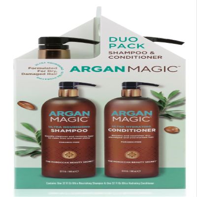 Argan Magic Ultra Shampoo and Conditioner Combo Pack for Dry and Damaged Hair - Revives & Dehydrated Brittle Hair | Detangles, Smooths & Softens | Made in USA, Paraben Free, Cruelty Free (32 oz)