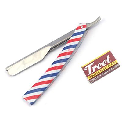 Barber Straight Razor Kit - Durable Barber Straight Edge Razor Kit With 20 Pre-Cut Straight Razor Blades, Straight Razor Shaving Kit (Red,white,blue)