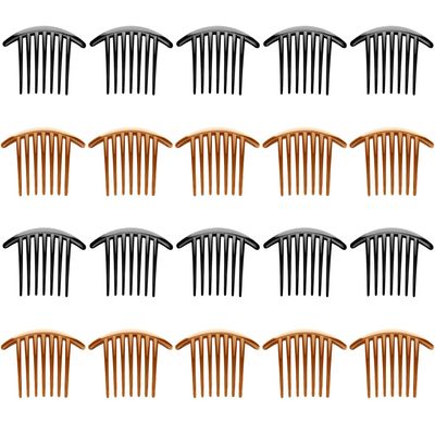 20 Pieces 7 Tooth French Style Twist Comb Plastic Hair Side Combs Hair Accessory for Women (Black and Brown)