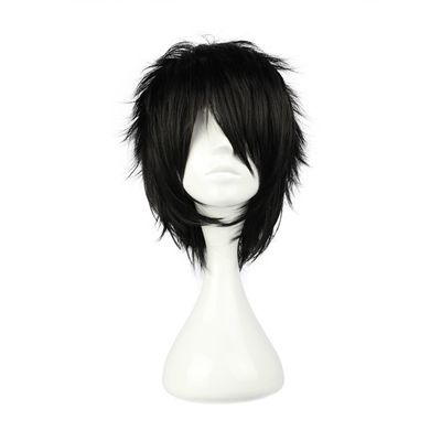 COSPLAZA Short Black Cosplay Wig Spiky Fluffy Heat Resistant Synthetic Hair Emo Wig