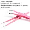 2pcs Pink Coated Stainless Steel Straight and Curved Head Tweezers for Eyelash Extension view 3
