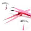 2pcs Pink Coated Stainless Steel Straight and Curved Head Tweezers for Eyelash Extension view 4