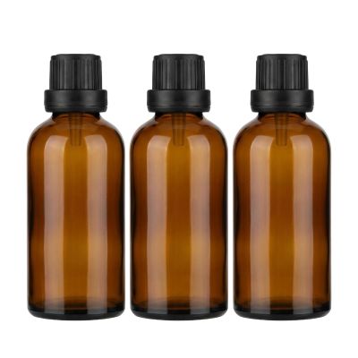 erioctry 3PCS 100ml/3.4oz Empty Amber Glass Bottle with Orifice Reducer and Black Cap for Essential Oils Aromatherapy Cosmetic Storage