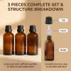 erioctry 3PCS 100ml/3.4oz Empty Amber Glass Bottle with Orifice Reducer and Black Cap for Essential Oils Aromatherapy Cosmetic Storage view 4