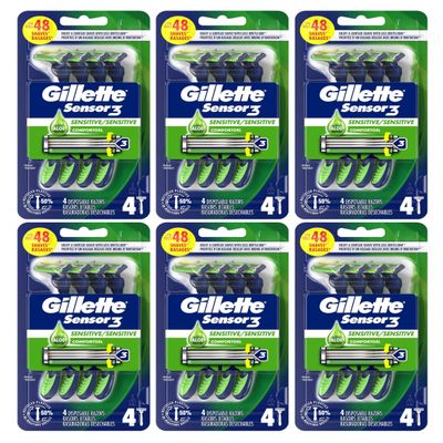 Gillette Mens Sensor 3 Sensitive Disposable 4 Count (6 Pack)