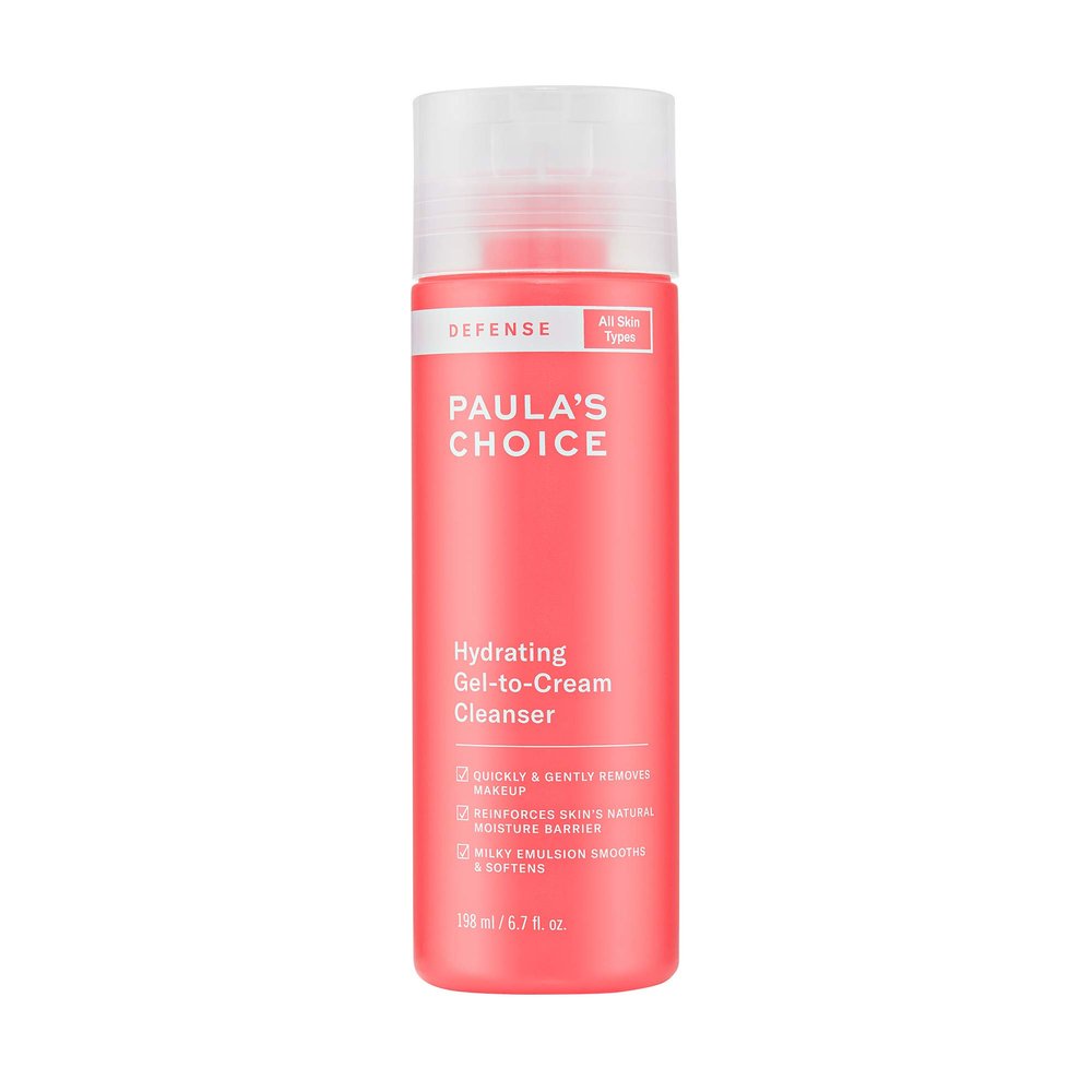 Paula's Choice-DEFENSE Hydrating Gel-to-Cream Facial Cleanser with Green Tea, Licorice, Aloe & Soy, Anti-Pollution and Free Radical Damage Protection for All Skin Types, 6.7 Ounce Bottle