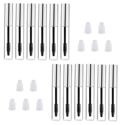 10PCS 10ml Silver Cap Empty Plastic DIY Mascara Tube Eyelash Cream Wand Container Bottle Vials With Brush