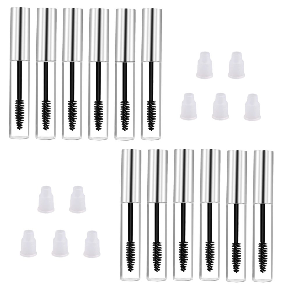 10PCS 10ml Silver Cap Empty Plastic DIY Mascara Tube Eyelash Cream Wand Container Bottle Vials With Brush