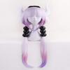 Anime Cosplay Wig Long Purple White Mixed Gradient Hair Synthetic Wigs+6 Balls+Horn+Tail view 1