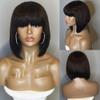 130 Density 10 Inch Short Bob Human Hair Lace Front Wig with Bangs Brazilian Virgin Hair Bob Cut Lace Wigs for Black Women with Baby Hair (10 inch, natural color) view 3