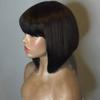 130 Density 10 Inch Short Bob Human Hair Lace Front Wig with Bangs Brazilian Virgin Hair Bob Cut Lace Wigs for Black Women with Baby Hair (10 inch, natural color) view 4