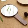 Makeup Mirror Retro Wood HD Portable Beauty Salon Handheld Mirror Professional Hand Mirror Hairdressers Paddle Mirror Tool view 2