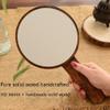 Makeup Mirror Retro Wood HD Portable Beauty Salon Handheld Mirror Professional Hand Mirror Hairdressers Paddle Mirror Tool view 3