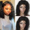 130% Density Curly Lace Front Human Hair Wigs With Baby Hair Pre Plucked Short Human Hair Bob Wigs for Black Women Natural Color (10 inch, lace front wig) view 1