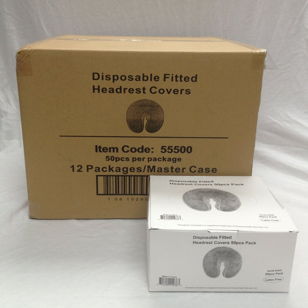 Disposable Fitted Face Rest Covers, Case of 12 Boxes (50 pcs per Box), Color: White