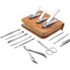 FAMILIFE Manicure Set, Nail Professional Kit Manicure Kits Nail Clipper Sets, 13PCS Stainless Steel Pedicure Sets Mens Grooming Tool, with Brown Leather Travel Case for Men view 1