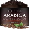 O Naturals Exfoliating Scrub, Natural Dead Sea Salt Deep-Cleansing Face & Body Scrubs. Anti-Cellulite Tones Helps Oily Skin, Acne, Ingrown Hairs & Dead Skin Remover - Coffee Arabica 8.45oz view 1