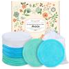 Reusable Makeup Remover Pads - 18 Packs Organic Reusable Cotton Rounds with Washable Laundry Bag for Toner Eco-Friendly Bamboo & Cotton Reusable Cotton Pads for Face All Skin Types (Blue-White-Green) view 1