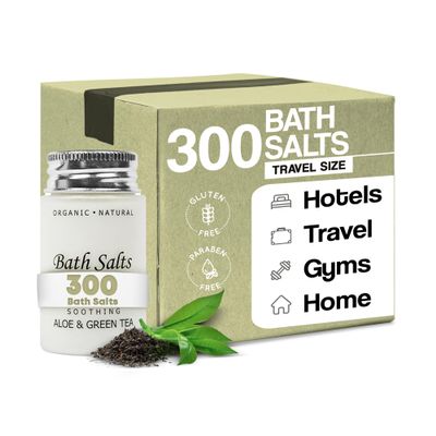 Soothing Aloe & Green Tea Bath Salts | 1.2oz Single-Use Hospitality/Travel Size Jar | Case of 300