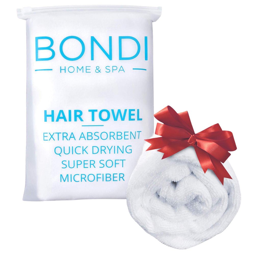 Bondi SPA Microfiber Hair Towel Perfect Stocking Stuffer for Women - Dries Hair 50% Faster Anti-Frizz Hair Towel Super Absorbent & Soft - XL (Rectangle)